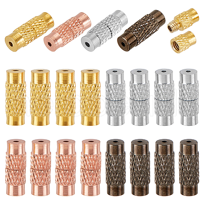   100Pcs 4 Colors Column Brass Screw Clasps KK-PH0010-58-1