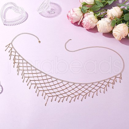 Brass Triangle Mesh Tassel Waist Chains for Belly Dance NJEW-C00037-1