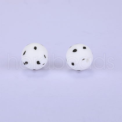 Printed Round Silicone Focal Beads SI-JX0056A-197-1
