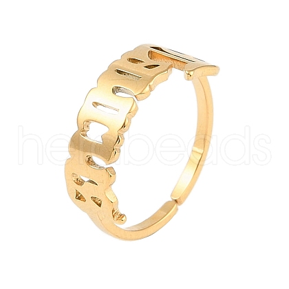 Ion Plating(IP) 304 Stainless Steel Constellation Open Cuff Ring for Women RJEW-C097-01G-03-1