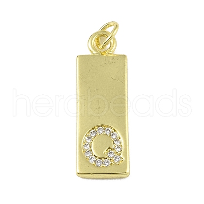 Brass Micro Pave Clear Cubic Zirconia Pendants KK-P266-06G-Q-1