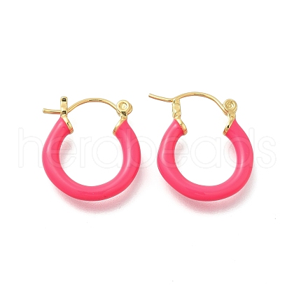 Brass Enamel Hoop Earrings for Women EJEW-M211-01LG-G-1