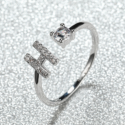 Brass Micro Pave Cubic Zirconia Cuff Rings for Women FS-WGA4C54-34-1