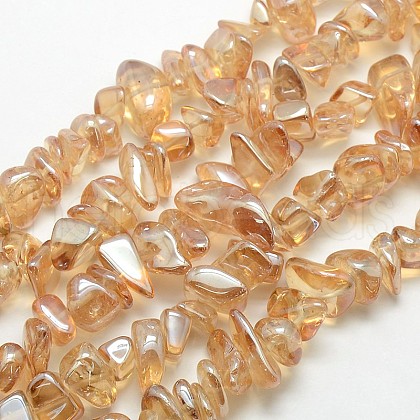 Electroplate Natural Quartz Crystal Chip Beads Strands G-L153-03-1