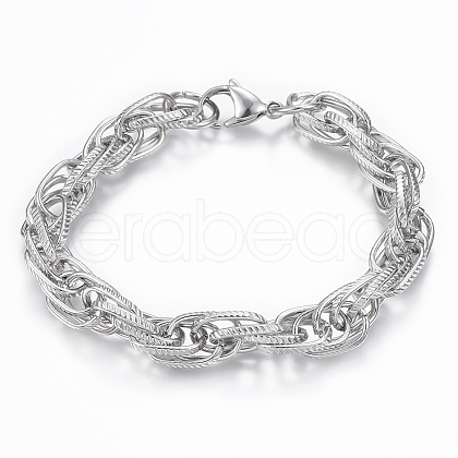 Tarnish Resistant 304 Stainless Steel Rope Chain Bracelets BJEW-K172-10P-1