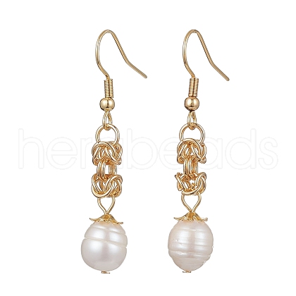 Mother's Day Jewellery Oval Natural Pearl Dangle Earrings EJEW-JE05614-01-1