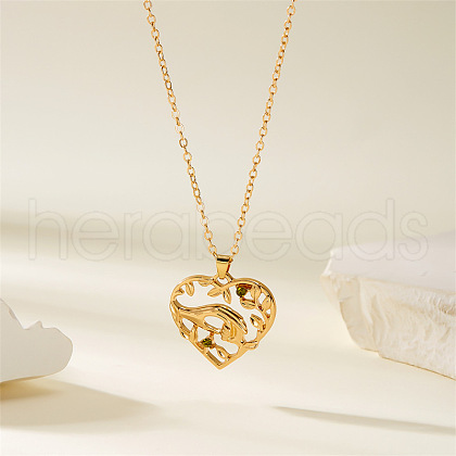 Mom Daughter Hand in Hand Family Heart Alloy Pendant Necklaces FS-WG2DA38-04-1