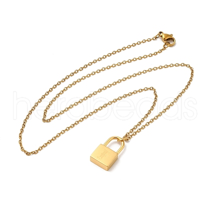 304 Stainless Steel Rolo Chain Pendant Necklaces NJEW-S444-01G-06-1
