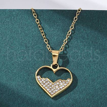 201 Stainless Steel Crystal Rhinestone Pendant Necklaces for Women NJEW-F335-01G-01-1