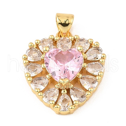 Real 18K Gold Rack Plating Brass Micro Pave Cubic Zirconia Pendants ZIRC-L100-142G-02-1