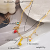 Sweet Brass Cubic Zirconia and Natural Pearl Giraffe Coconut Tree Strawberry Pendant Necklaces for Women OM5968-2-2