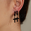 Hip-hop Style Stainless Steel Cross Pendant Hoop Earring for Women UB5113-1