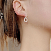 Vintage S925 Sterling Silver Twist Oval Dangle Stud Earrings CB7127-4