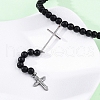 Adjustable Stainless Steel Double Cross Pendant Necklaces NJEW-F336-02P-3