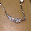 Leaf Brass Micro Pave Clear Cubic Zirconia Pendant Necklaces for Women FS-WGF074F-01-3