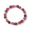 Natural Garnet Beaded Stretch Rings RJEW-JR00867-06-2