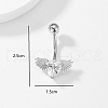 Fashionable Stainless Steel Clear Cubic Zirconia Wing Heart Curved Barbell Belly Button Rings DH4115-5