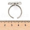 Flower Brass Micro Pave Cubic Zirconia Cuff Rings for Women RJEW-A069-14P-03-5