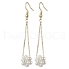 Shell Pearl Beads & Brass Cable Chain Dangle Earrings EJEW-TA00570-1