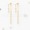 S925 Sterling Silver Clear Cubic Zirconia Tassel Stud Earrings FD9909-1-1