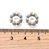 Wave Flat Round Brass Micro Pave Cubic Zirconia European Beads KK-K300-07B-P-2