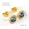 304 Stainless Steel Cubic Zirconia Stud Earrings FS-WGD0B7C-09-1