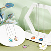 Unicraftale 5Pcs 5 Color Dry Flower Pressed Glass Pendant Necklaces Set with Snake Chains NJEW-UN0001-38-2