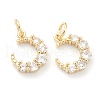 Brass Clear Cubic Zirconia Charms ZIRC-B010-12G-1