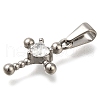 Ion Plating(IP) 304 Stainless Steel Pendants with Cubic Zirconia STAS-Z113-04P-2