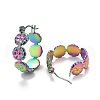 Ion Plating(IP) Rainbow Color Flower 304 Stainless Steel Hoop Earrings for Women STAS-A057-15MC-2