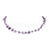 Natural Green Aventurine & Amethyst & Rose Quartz & Obsidian & Aquamarine Chip Link Chain Necklaces NJEW-JN05140-4