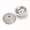Apetalous Half Round/Dome Brass Micro Pave Cubic Zirconia Bead Caps ZIRC-D063-P-1