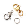 Yilisi Vacuum Plating 304 Stainless Steel Lobster Claw Clasps and 304 Stainless Steel Jump Rings STAS-YS0001-06-5