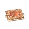 Brass Pave Clear Cubic Zirconia and Cat Eye Rectangle Connector Charms KK-I276-34G-3
