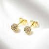 Round Brass Micro Pave Clear Cubic Zirconia Stud Earrings EJEW-D311-107G-5