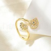 Brass Micro Pave Clear Cubic Zirconia Cuff Rings for Women RJEW-A061-01G-2