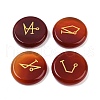4Pcs 4 Styles Natural Carnelian Flat Round with Angels Symbol Display Decorations G-R007-01A-1