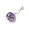 4Pcs 4 Styles Natural Carnelian & Rose Quartz & Green Aventurine & Amethyst Hot Air Balloon Pendants PALLOY-TA00227-5