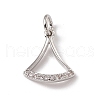 Brass Micro Pave Clear Cubic Zirconia Ginkgo Leaf Charms ZIRC-F132-85P-1