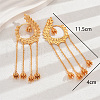 Elegant Stainless Steel Geometric Leaf Tassel Stud Earrings AC8840-5