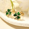 Clover Brass Micro Pave Cubic Zirconia Stud Earring EJEW-C126-01G-3
