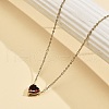 304 Stainless Steel Dark Red Cubic Zirconia Heart Pendant Necklaces for Women NJEW-Z064-04G-1