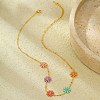 304 Stainless Seel Enamel Daisy Flower Link Chain Necklaces for Women NJEW-D303-01G-2