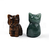 Natural Gemstone Carved Cat Statues Ornament G-P525-11-2