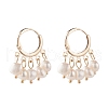 Natural Pearl Dangle Hoop Earrings EJEW-JE04794-02-2