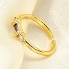 Brass Micro Pave Cubic Zirconia Cuff Rings for Women RJEW-H247-22G-1