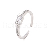 Clear Cubic Zirconia Rectangle Open Cuff Ring RJEW-B028-14P-1