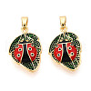 Brass Enamel Pendants KK-N257-60G-1