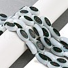 Printing Glass Oval Beads for Necklaces Bracelets Making GLAA-B020-01A-05-2