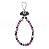 Halloween Round Glass Pearl & Glass & Handmade Polymer Clay Ghost & Silicone Focal Bat Beaded Phone Hand Strap Chains HJEW-MZ00279-2